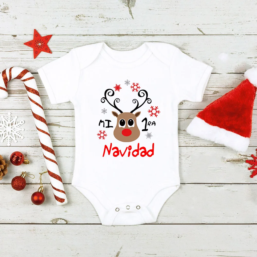 Mi 1ra Navidad Baby Rompers Merry Christmas Santa Cute New Year Clothes Boy Girl My First Christmas Jumpsuit Xmas Romper Outfit