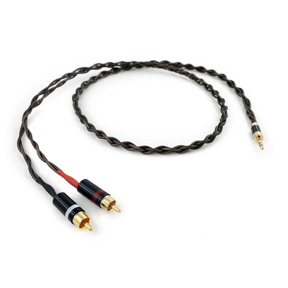 プロオーディオ 3.5mm-2RCA ケーブル - 極低温処理された 50μm Ag メッキ OFC、デュアルシールド付き ​