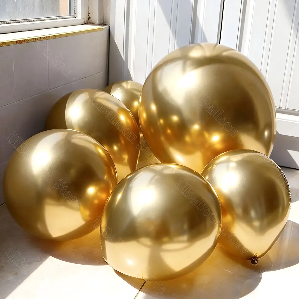 50/30/10 Stück Chrom-Gold Luftballons Latex Helium 5 10 12 Zoll Metallische Goldballons für Geburtstag Babyparty Hochzeit Partydekoration