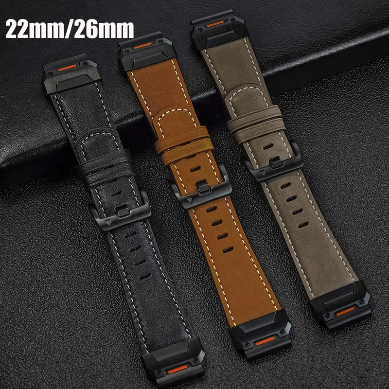 

Кожаный ремешок QuickFit 22/26 мм для Garmin Fenix 8/8 Solar/Epix Gen 2/Fenix 7X 7 Pro/6 6X Pro/5 5X Plus 3HR, браслет-ремешок