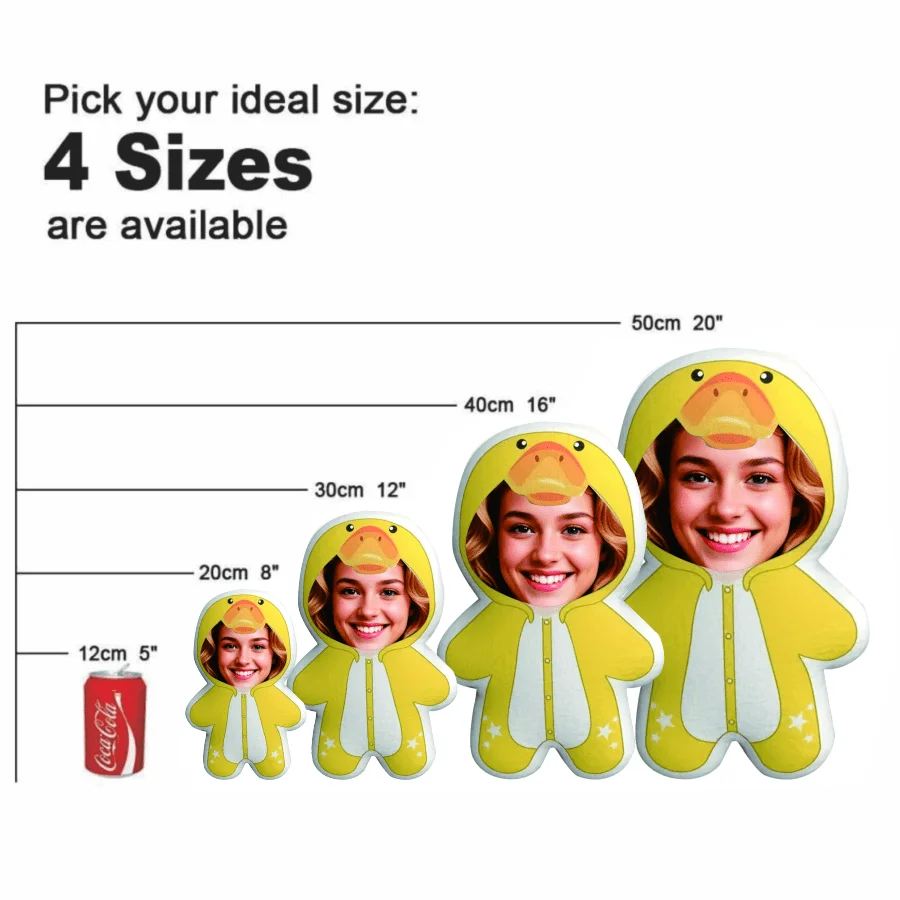 Personalized Yellow Duck Plush Pillow with Customizable Face The Perfect Gift for Both Men and Women Machine Washable Realistic
