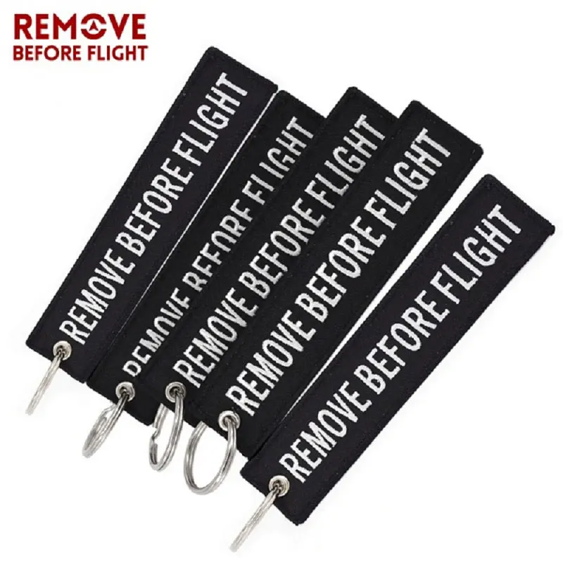 5PCS Remove Before Flight Key Chain Embroidery Motorcycles Key Ring Bijoux chaveiro For Cars Gifts Friends Cute Fashion Key Ring