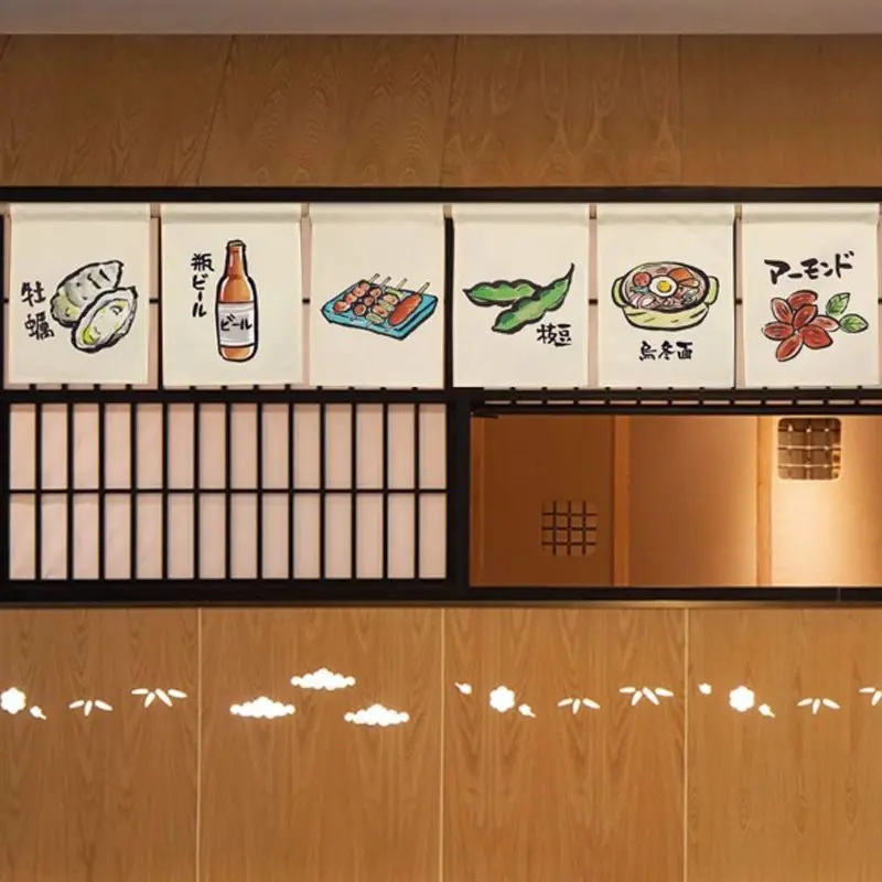 VIKAMA Japanese Izakaya Triangle Bunting Banner Pennant Flags Hanging Food Decor for Door Restaurant Home Bar Decoration