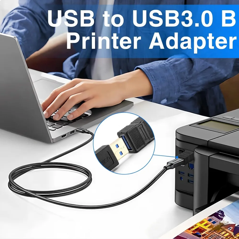 USB 3.0 Adapter, USB‑A Female to USB‑B Male 5Gbps High‑Speed Data Converter Connector for Printer, Scanner, Desktop PC
