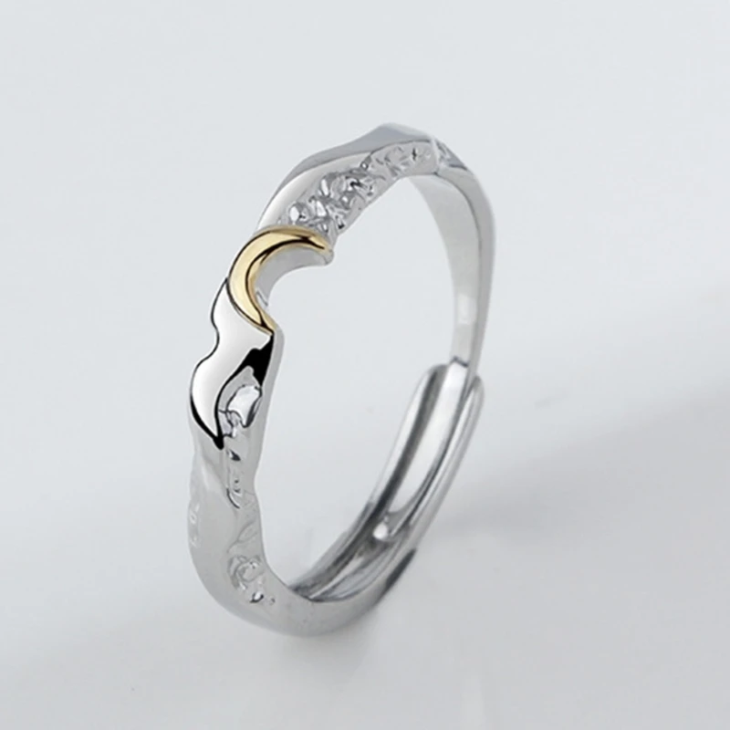 Love Symbol Sun and Moon Brass Rings for Him and Her Scratch Resistant Daily Use