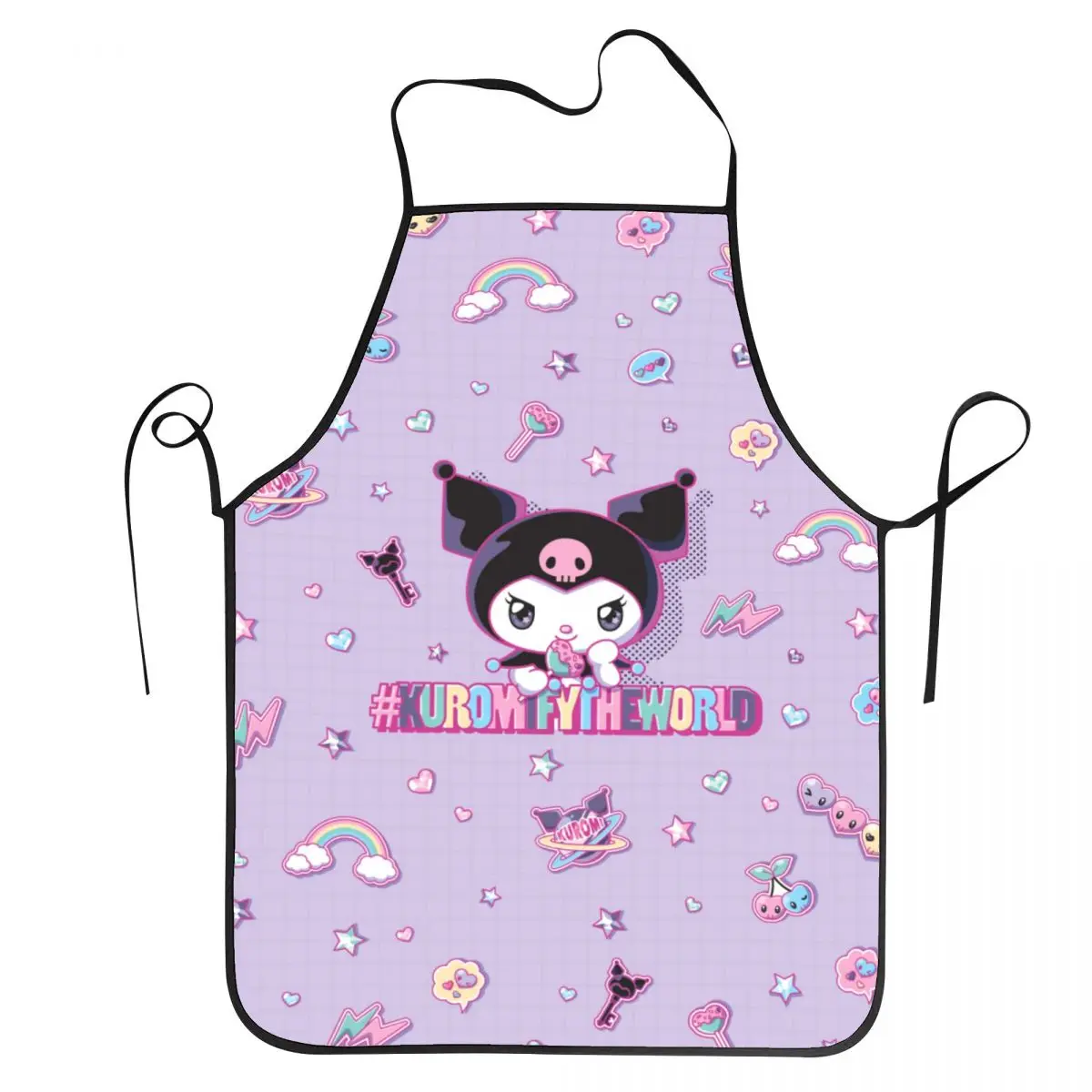 Sanrio Kuromi Kitchen Cooking Aprons Oil & Water Resistant Adjustable Tie Baking Aprons for Men Women Chef