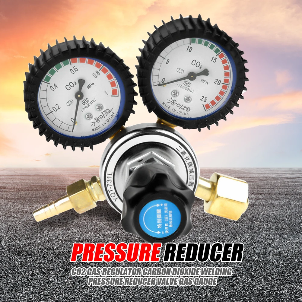 CO2 Gas Bottle Regulator Carbon Dioxide Welding Pressure Reducer Gauge Flowmeter