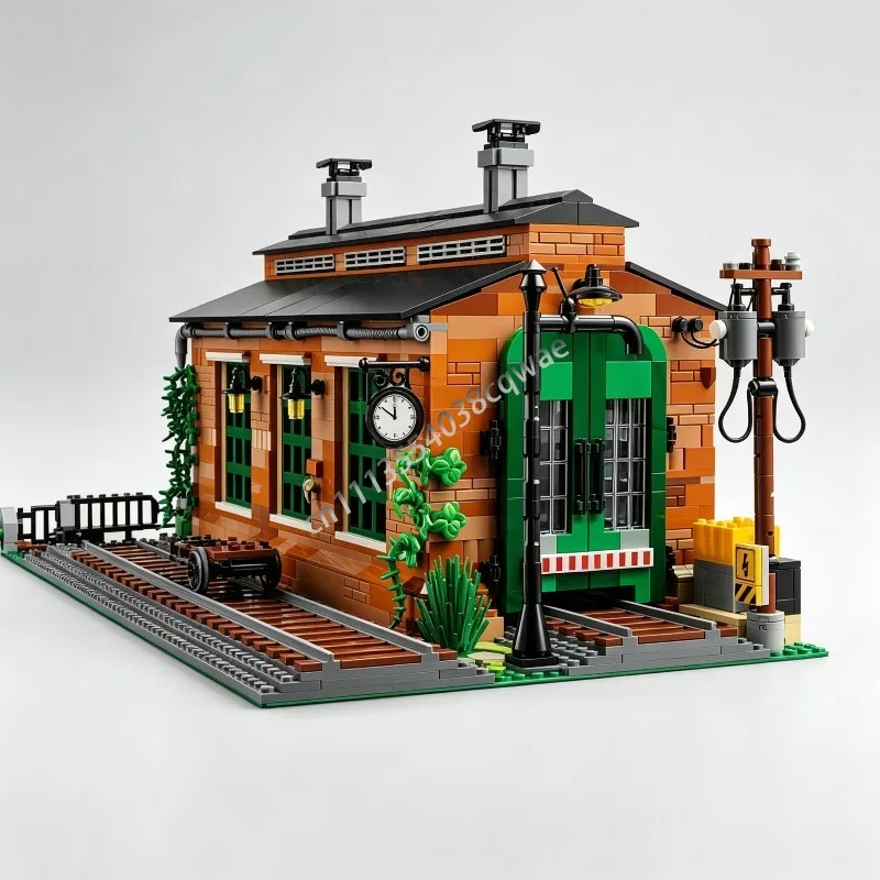 2339 PCS Train Garage Railway Workshop MOC City Model DIY Educational Assembly Toy Home Display Holiday Hobby Collection Gifts