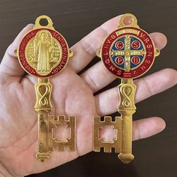 2Pcs/Set Enamel Double Side Saint Benedict 12cmX5cm Key Blessing For Protection - Medalla de san benito Home and Door hanger