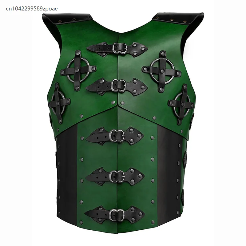 Medieval Leather Body Chest Guard Armor Breastplate Nordic Viking Vintage Knight Warrior Cosplay Costume Vest Jacket Men