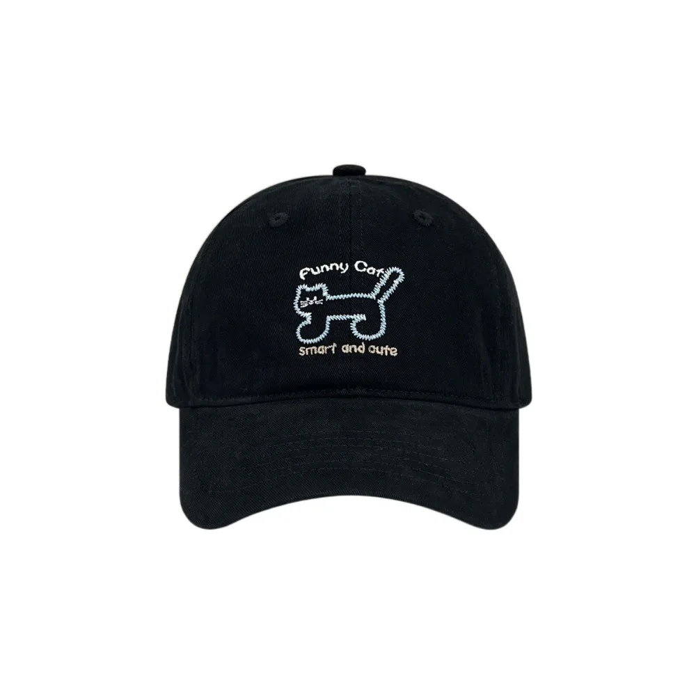 

Cute Adjustable Sunscreen Baseball Cap Breathable Korean Style Cat Embroidered Cap Sunshade Cotton Cotton Peaked Hat Beach