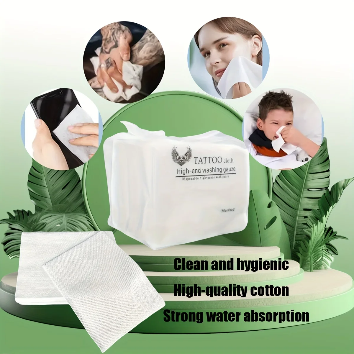 

50 pieces per pack of disposable tattoo wipes, durable and soft cleaning cloths for removing body paint.