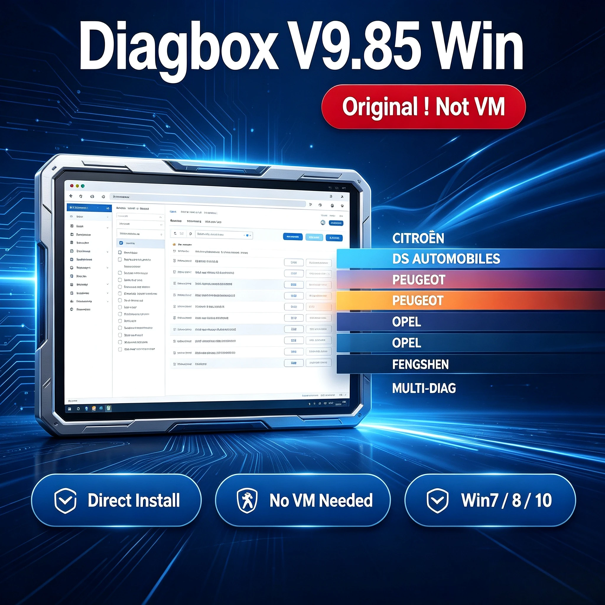 2025 NEW Diagbox 9.186 Car diagnostic software Diagbox V9.85 work with PP2000 Le-xia3 For Peo-geot For Cit-roen Original install