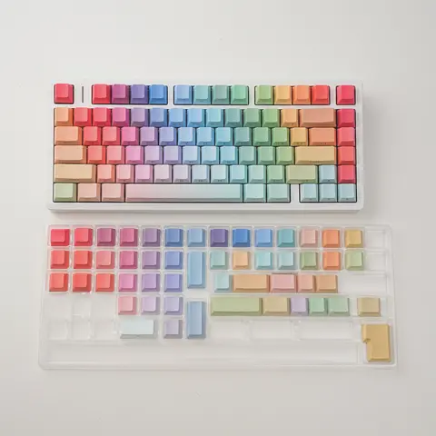 Capuchons de touches imprimés sur les côtés de couleur translucide dégradée, 130 touches pour clavier mécanique, anglais et coréen, Cangjie, Cherry PBT