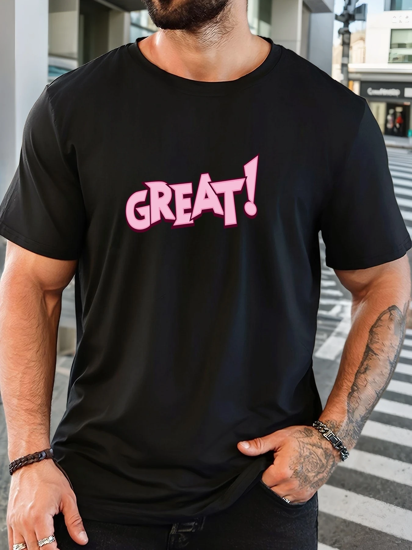 

Men's 100% Cotton Printed T-Shirt GREAT! Pattern Summer Casual Oversized Round Neck Short Sleeve Comfortable Daily Wear Tee