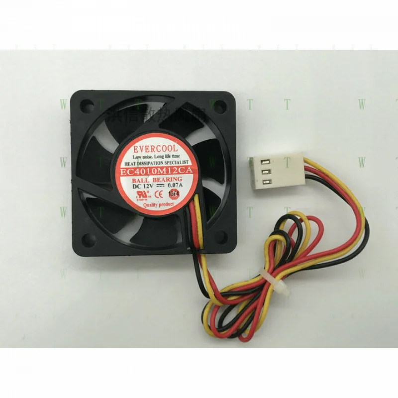 H 1 PCS EVERCOOL  cooling fan EC4010M12CA  DC 12V 0.07A 40*40*10mm  3 Pin