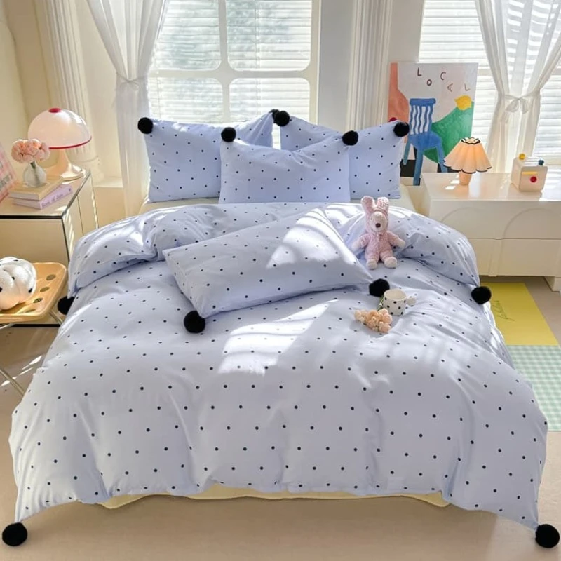 

2025 New Ultra-soft Washed Cotton Single Quilt Cover Cream-themed Fluffy Ball Style Light and Fresh Duvet Cover Double Use