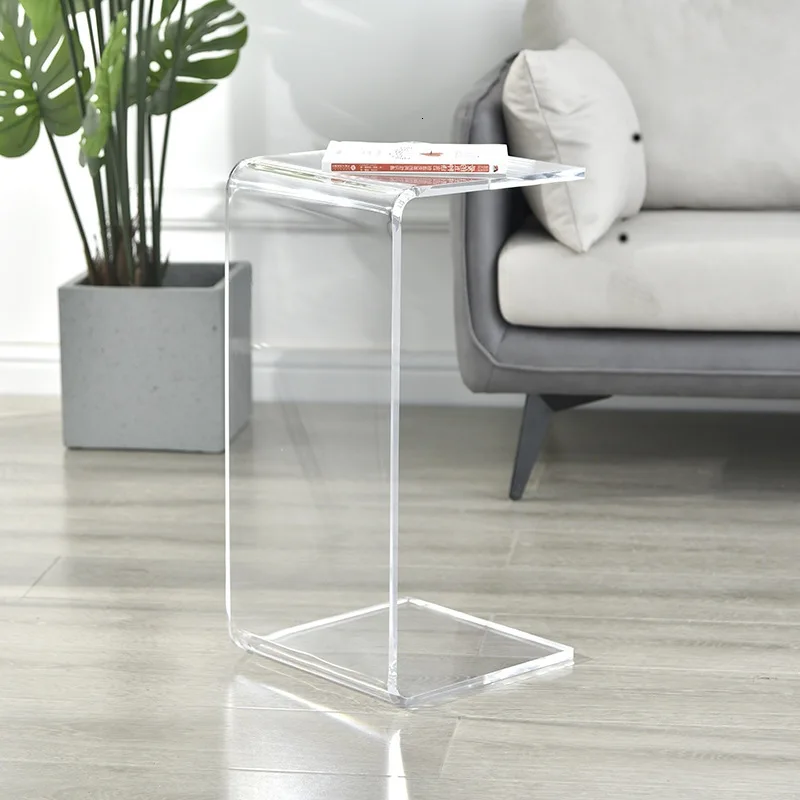 Nordic Acrylic Sofa Tables C type Side Coffee Table Living Room Bay Window Computer Table Bedroom Corner Stand Balcony Storage