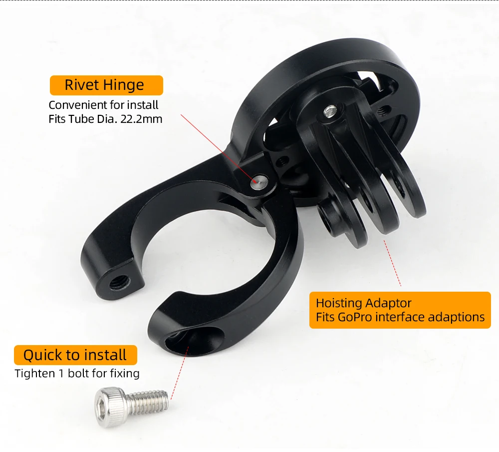 Deemount Fahrradcomputerhalter Ständer TT Lenker Tachohalterung inkl. 3 Adapter für GARMIN Bryton Wahoo, passend für GoPro-Kamera – Detail 12