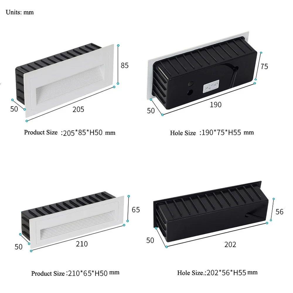 Imagem -02 - Arandelas de Parede 6w Led Passo Escada Luz Horizontal Interior ao ar Livre à Prova Impermeável Água Decks Pathway Quintal Avaliado Escada Iluminação Canto