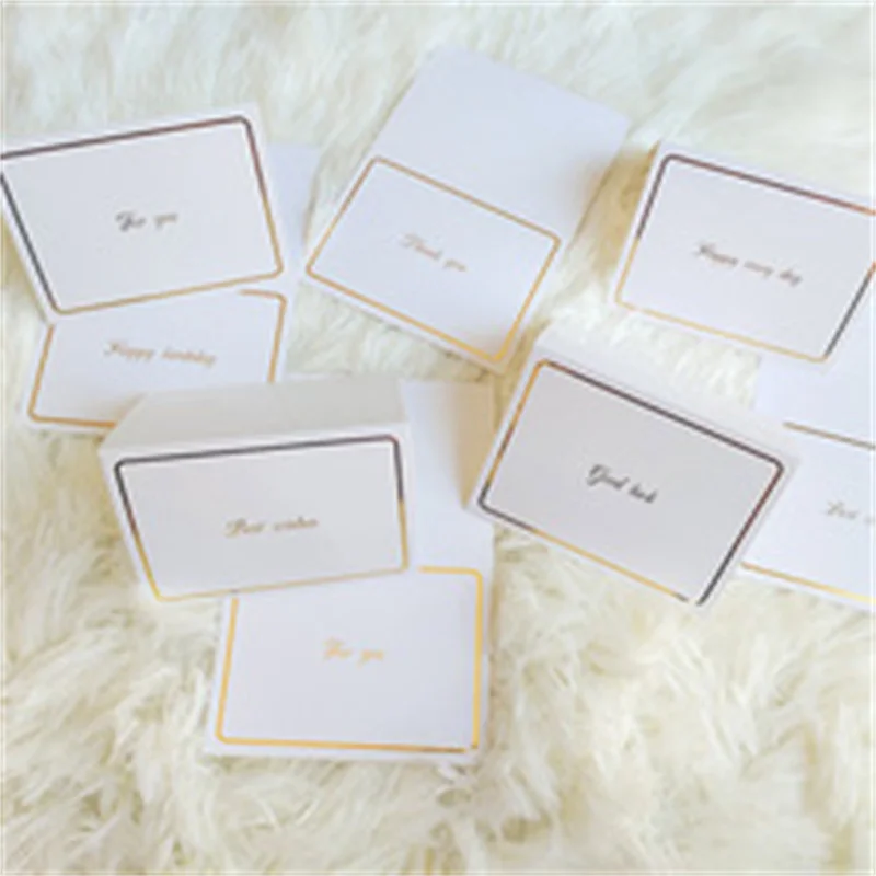 50Pcs Hot Stamping Greeting Cards, New Year, Valentine's Day, Birthday Wishes, Message, Flowers, Small Cards