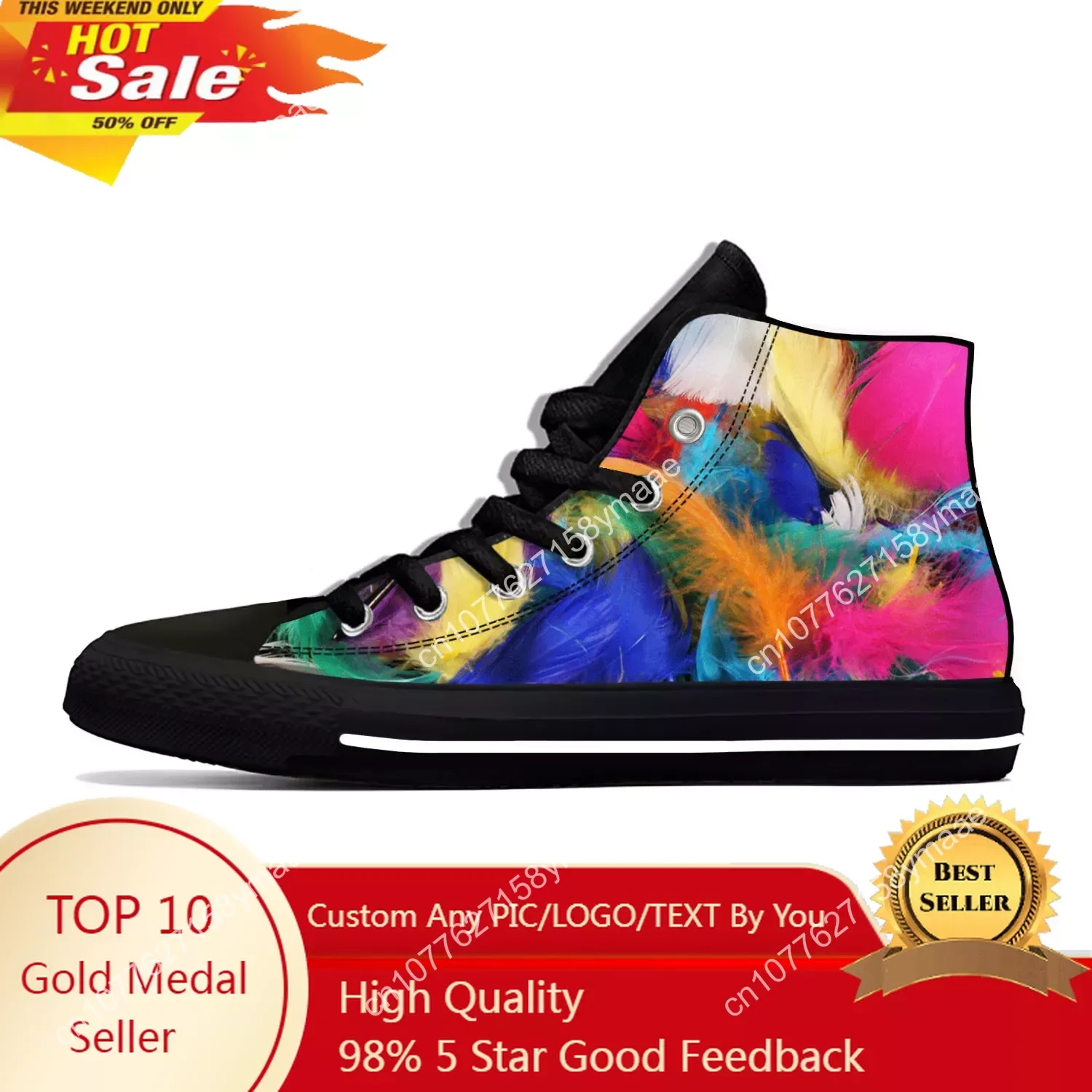 

Hot Colorful Bird Feather Peacock Art New Arrive Fashion Lightweight High Top Canvas Shoes Men Women Casual Breathable Sneakers