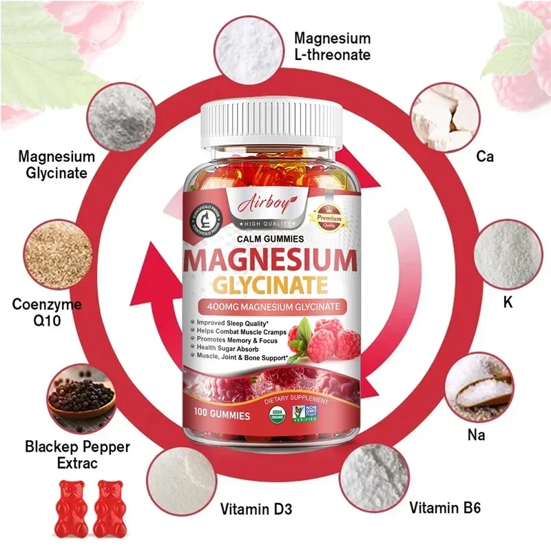 Magnesium Glycinate Gummies - Improve Cardiovascular Health, Reduce Stress, and Promote Healthy Sleep