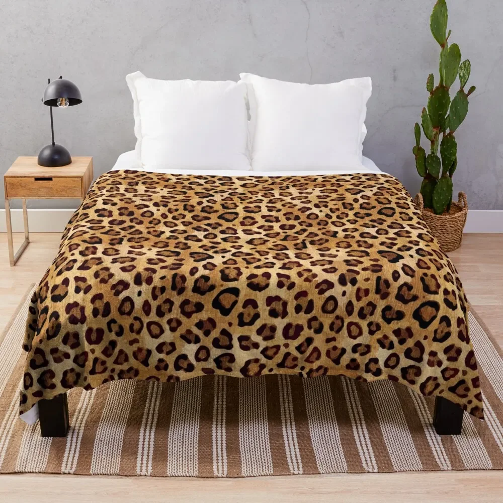 

Rustic Texture Leopard Print Throw Blanket Moving Luxury Plaid on the sofa Furrys Blankets