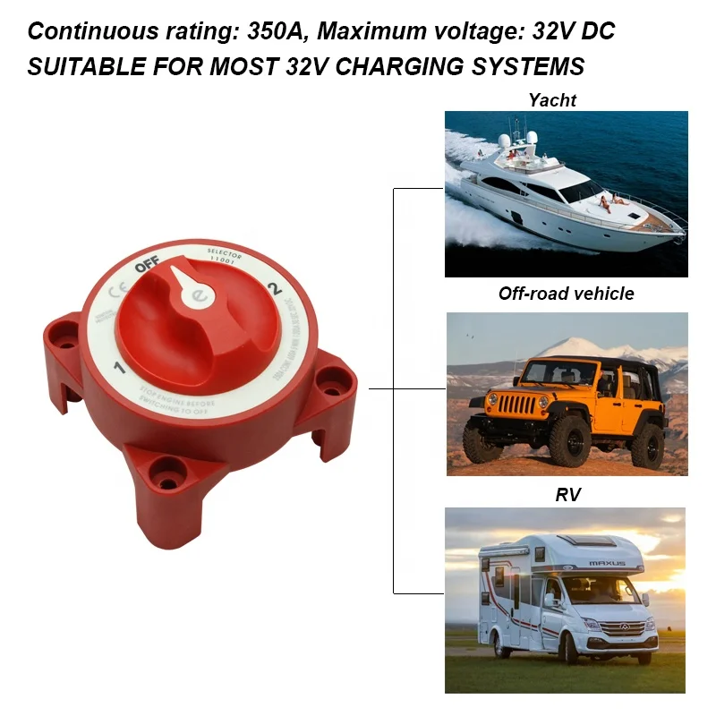 48V 350 Amp Waterproof 3 Position Ignition Protected Marine  Dual Battery  Switches view 4