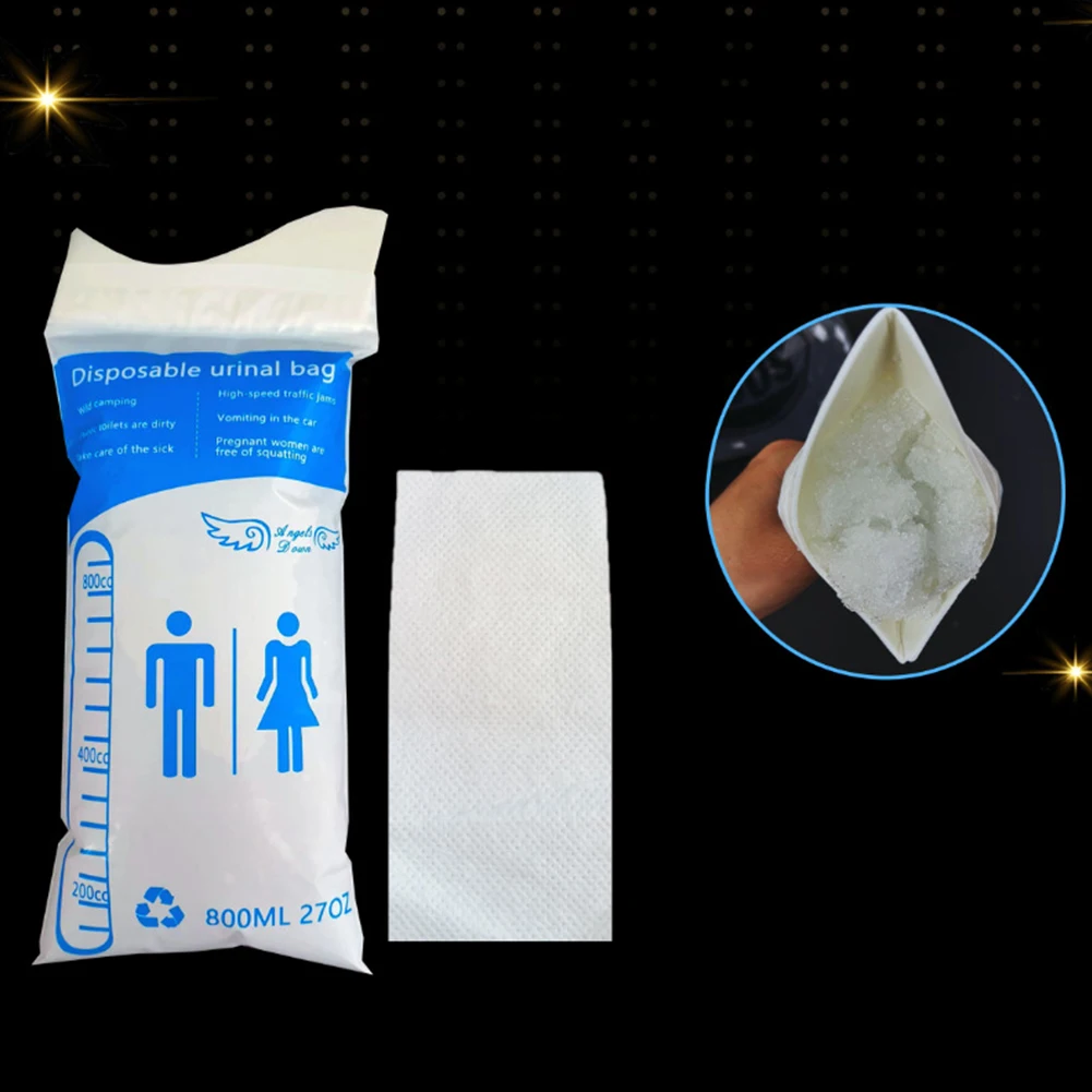 800ml Disposable Urinal Bag Outdoor Emergency Urinate Bags Leakproof Car Pee Bags Self Sealing for Traffic Jams