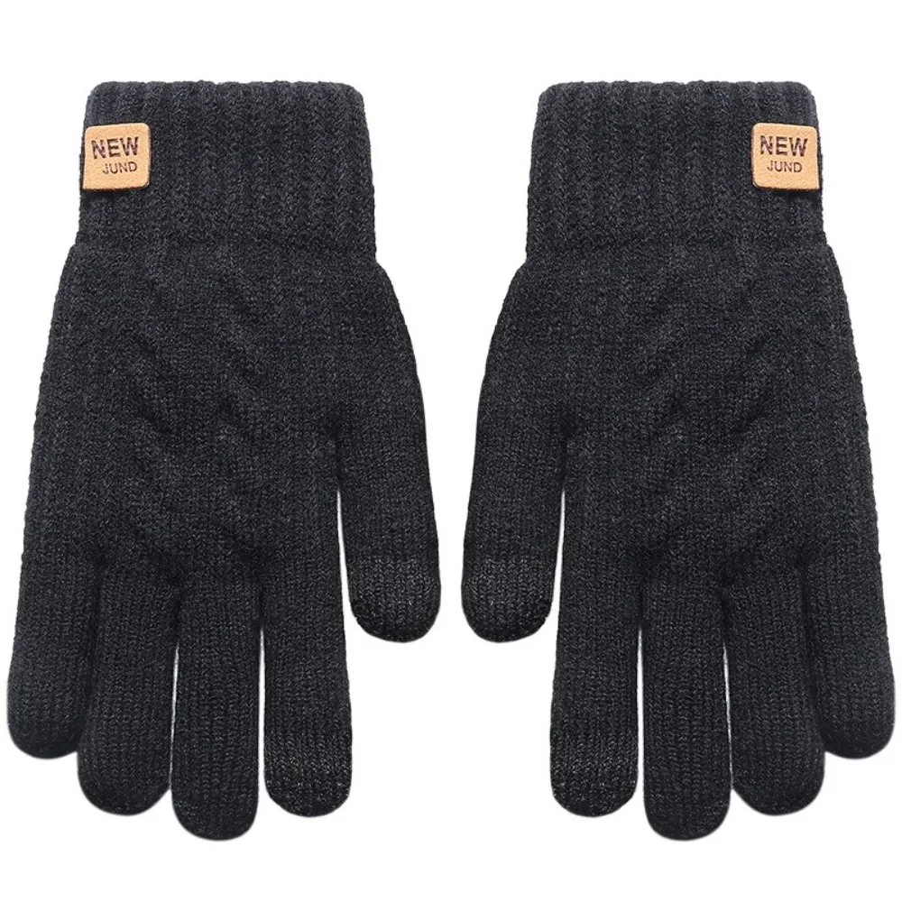 

Fashion Thickened Knitted Gloves Warm Double Layer Driving Gloves Cold Proof Windproof Mittens Winter