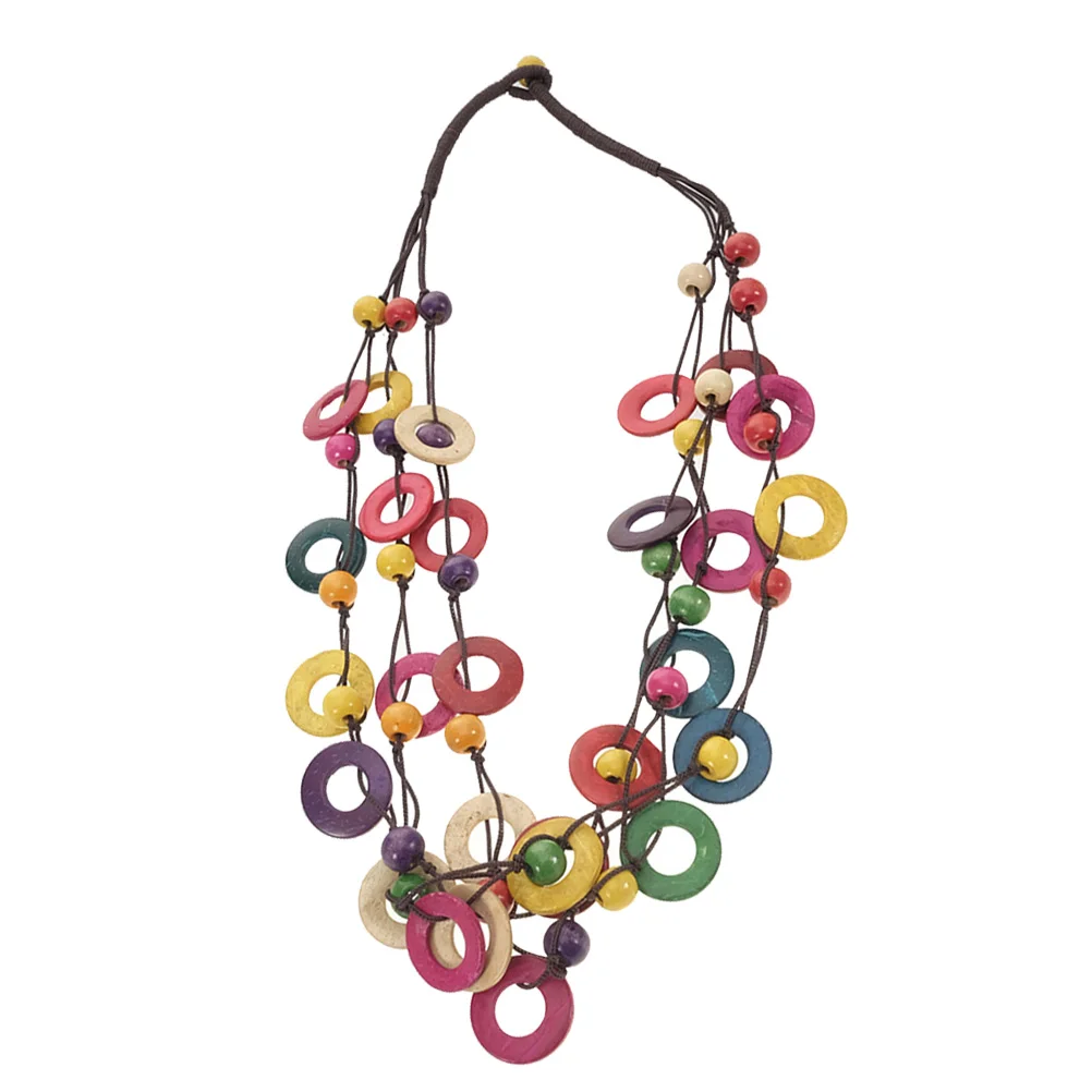 

Bohemia Geometric Vintage Necklace Colorful Coconut Shell Pendant Lightweight Fine Chain Jewelry Gift for Girls