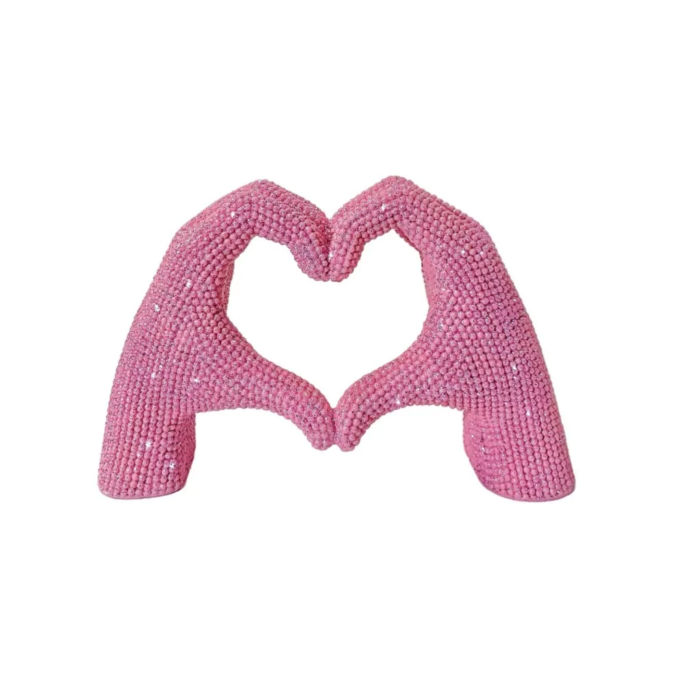 

Dot Bead Gesture Decoration Creative Heart Love Sculpture Custom Pattern Abstract Design Heart Finger Statue Home Decoration