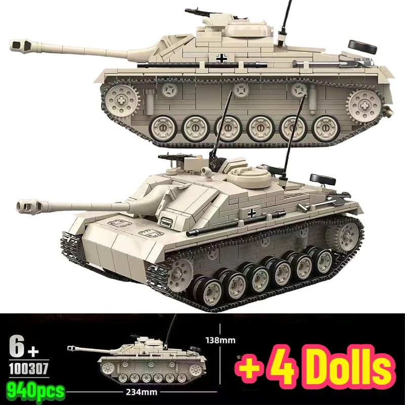 

Military WW2 Germany Army Sturmgeschütz III Tank Building Blocks KV-2 Panther Leopard 2A7 Tanks Bricks Kids Toys Boys Gift