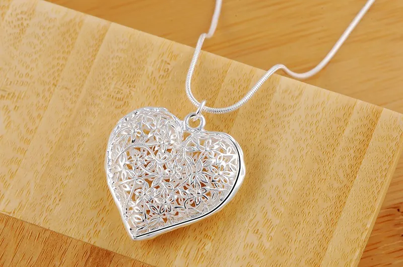 

40-75cm Hot 925 Sterling Silver Leaf Cute Heart Pendant Necklace for Women Party Wedding Fashion Designer Jewelry Gift