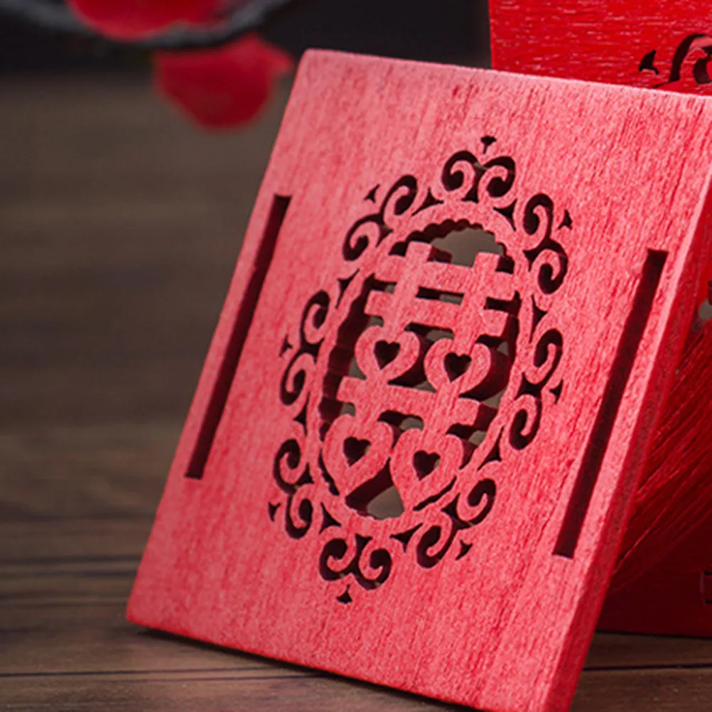 Caja de dulces tradicional china para boda, caja de regalo hecha a mano de madera con diseño hueco de borla azul para dulces, mentas y galletas, 2 uds.