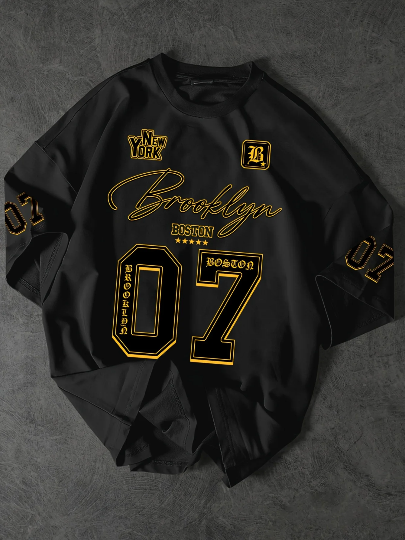 Camiseta Gráfica Brooklyn Nueva York para Hombre y Mujer, Camiseta Retro Boston 07 Oversize, Top Casual de Algodón Estilo Urbano para Verano