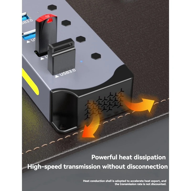 4 Port USB 3.0 Hub USB Adapter USB Splitter With Individual Led On/Off Switches 4 In 1 RGB Extender For Laptop PC