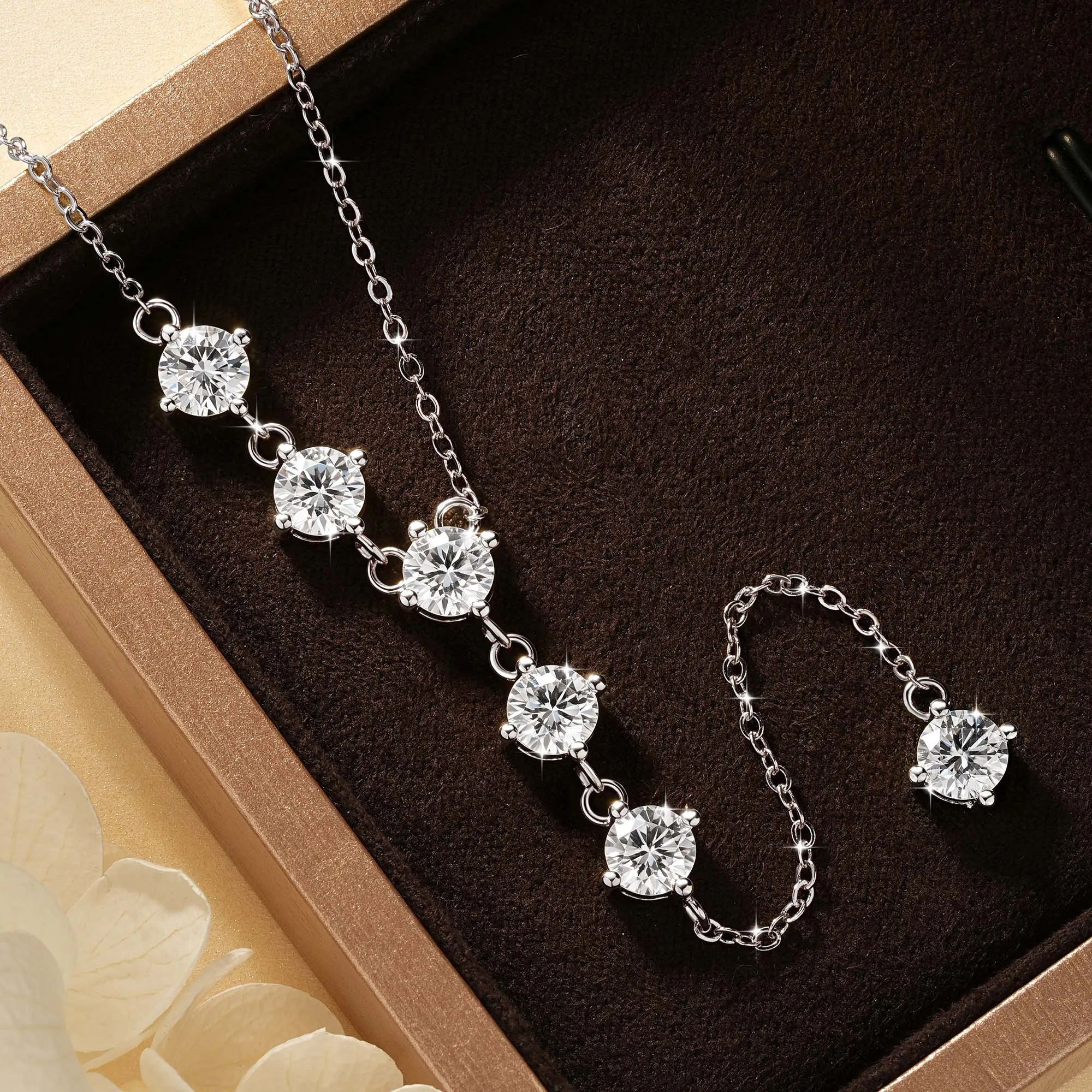 Celestinova D Color VVS1 GRA Certified Necklaces Multi Stone Y Shape Lariat Tassel Sparkling Moissanite Necklace Luxury Jewelry