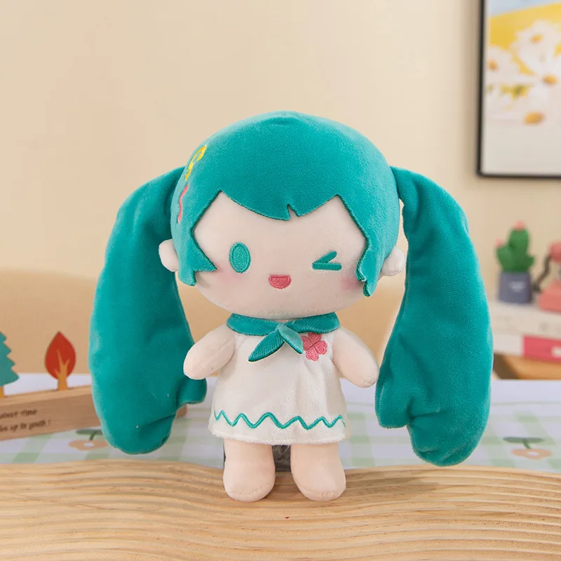 22cm Hatsune Miku Anime Figures Plush Pillow Classic Snow Future Cute Skirt Plush Kids Toys Doll Decoration Student Girls Gifts