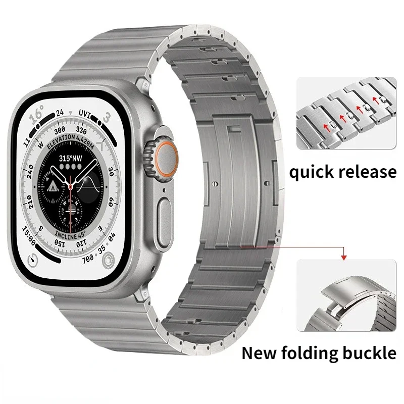 

Titanium Strap for Apple Watch 49mm 46mm 45mm 44mm 41mm 42mm 40mm Quick Release Light Bracelet IWatch Ultra2 10 9 8 7 6 5 4 3 SE