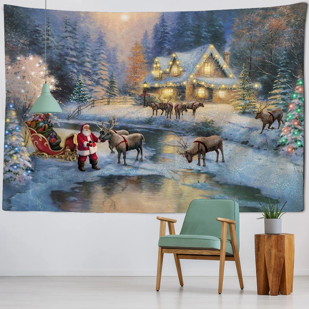 Christmas decoration tapestry, wall hanging, reindeer, Bohemian style, hanging on the wall, room decoration, New Year\'s gift