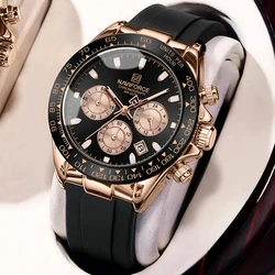Top Brand NAVIFORCE Man Chronograph 24 Hours and Date Display Fashion Men's Wrist Watches Silicone Band Multifunction Male Clock