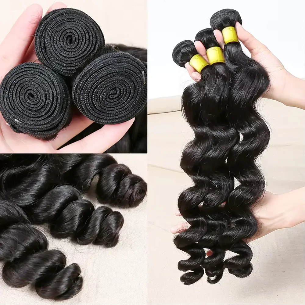 1/3/4 Pcs Body Wave Human Hair Bundles Natural Color Unprocessed Human Hair Body Wave Weave Extensions 36 38 40 Inches Bundles