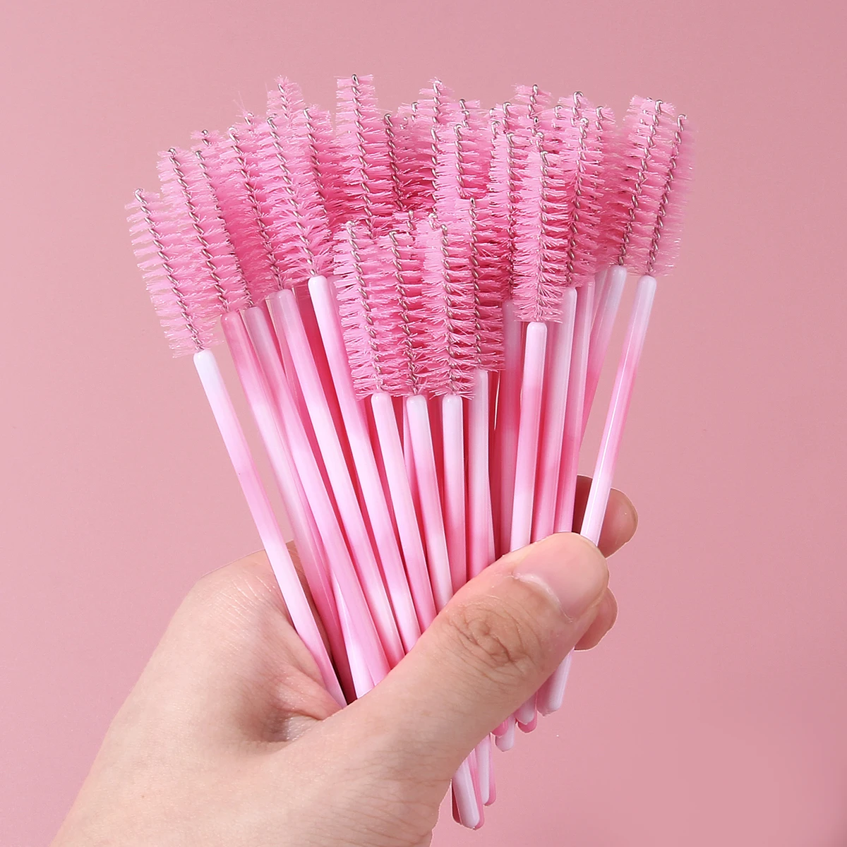 50PCS Disposable Mascara Wands, Pink Spiral Eyelash Brushes with Soft Durable Hair, Bendable Wands for Lash Extension & Eyebrow view 4