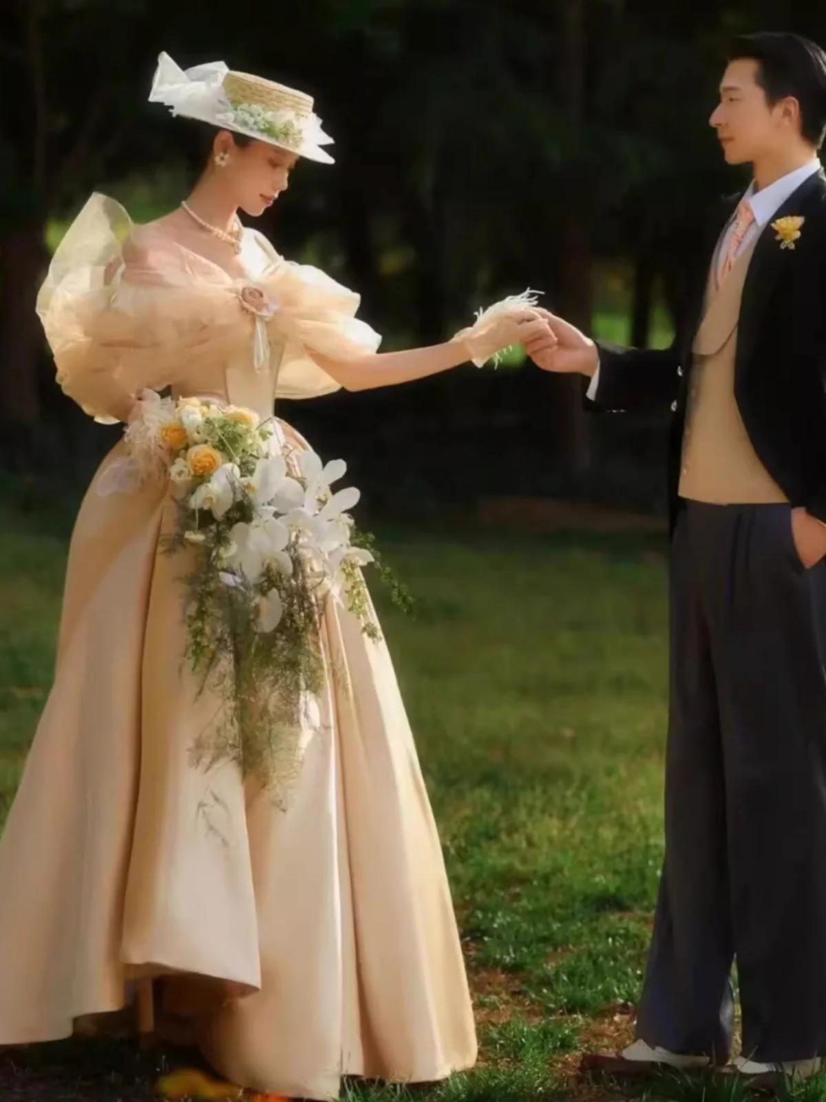 

New Vintage Hepburn Sle One oulder Satin Floor Length Outdoor Wedding Dr Photoaphy Studio Theme Clothing