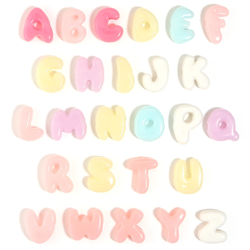 30Pcs Mixed Color Acrylic Large Hole Letter Beads for DIY