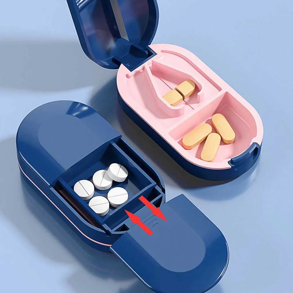 Multifunctional Pill Cutter Splitter Divide Medicine Storage Tablet Splitters Cut Slicer Home Pill Cases Dispenser Pill Box