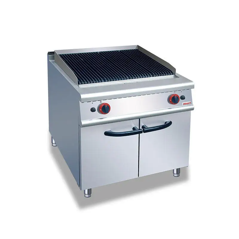 Gas Lava Rock Grill With Cabinet Professional Volcanic Stone BBQ Grill With Storage Base For Authentic Flavor