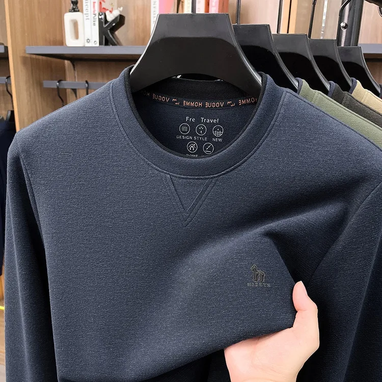 High Quality Men's Autumn and Winter Round Neck Sweater, Dad's Outfit, Machine Washable Knit Base Sweater